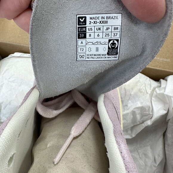 Veja V-10 Leather Sneakers size 8 Women's 39 EU Gravel/Menthol/Parme Trainers - Picture 11 of 12